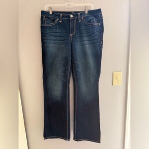 Nine West Womens Jeans SZ 12 Missy Bling Bootcut Midrise Stretch Pockets Dark
